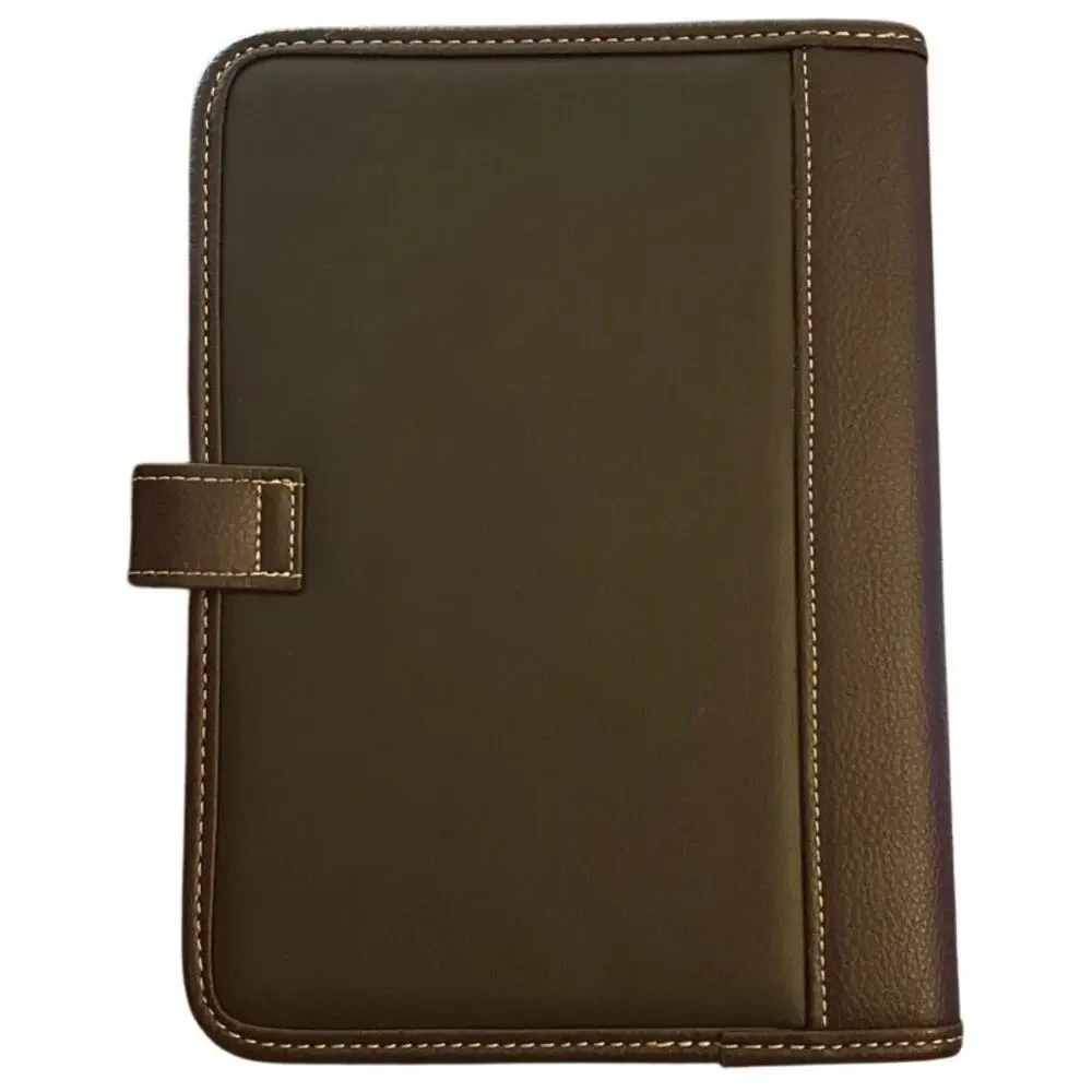 FRANKLIN COVEY Day One Dark Brown Faux Leather Organizer Planner Binder Vintage